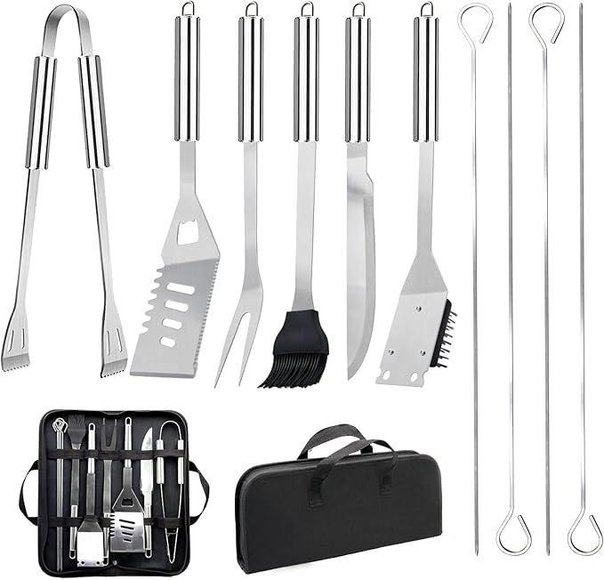 11‑Piece BBQ Grill Tool Set Stainless Steel • Portable • Storage Bag
