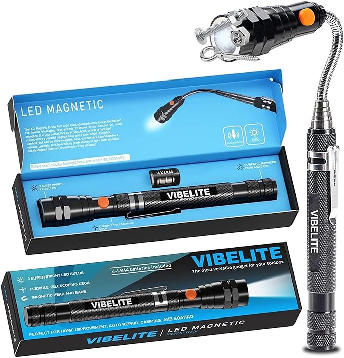 VIBELITE Magnetic Flashlight Telescopic LED Pickup Tool Smart Gift for Dad  
